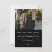 Modern Black Photo Graduation サンキューカード (裏面)