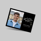 Modern Black Photo Graduation Party Card 招待状