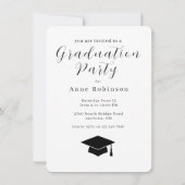 Modern Black Photo Graduation Party Invitation 招待状 (裏面)
