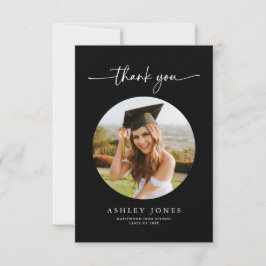 Modern Black Photo Graduation Thank You Card サンキューカード