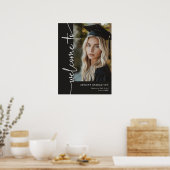 Modern Black Photo Graduation Welcome Sign ポスター (キッチン)