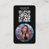 Modern Black Photo QR Code Social Media Influencer 名刺 (裏面)