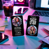 Modern Black Photo QR Code Social Media Influencer 名刺