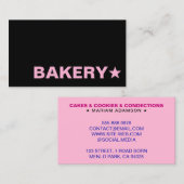 Modern Black & Pink Color | Customizable Bakery 名刺 (正面/裏面)
