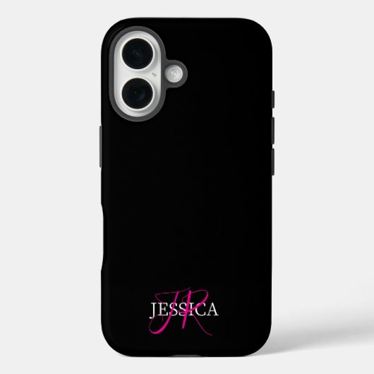 Modern Black Pink Feminine Script Case-Mate iPhoneケース (裏面)
