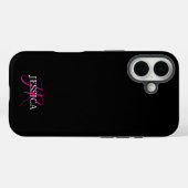 Modern Black Pink Feminine Script Case-Mate iPhoneケース (裏面 (横))