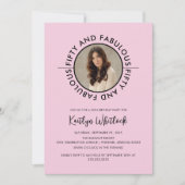 Modern Black Pink Fifty and Fabulous Party 招待状 (正面)