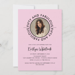 Modern Black Pink Fifty and Fabulous Party 招待状