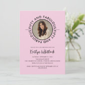 Modern Black Pink Fifty and Fabulous Party 招待状 (スタンド正面)