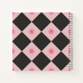 Modern Black & Pink Floral Geometric Notebook ノートブック (裏面)