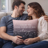 Modern Black & Pink Glitter Sparkles “I Choose You クッション