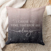 Modern Black & Pink Glitter Sparkles “I Choose You クッション (ブランケット)