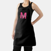 Modern Black Pink Monogram Initial Name エプロン (インサイチュ)
