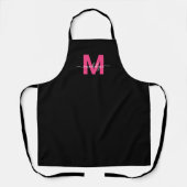 Modern Black Pink Monogram Initial Name エプロン (正面)