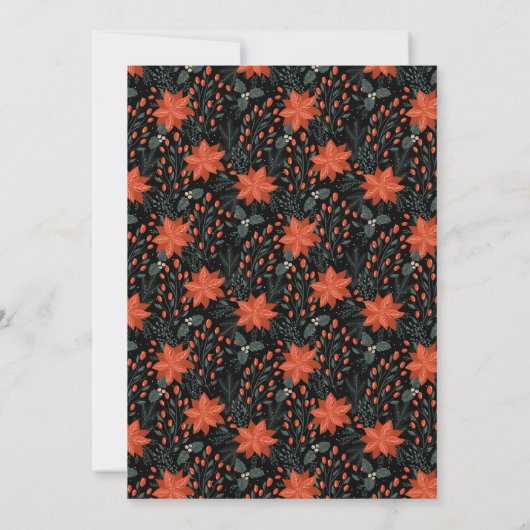 Modern Black Poinsettia Christmas Party Invitation 招待状 (裏面)