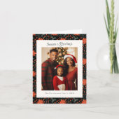 Modern Black Poinsettia Photo Christmas カード (正面)