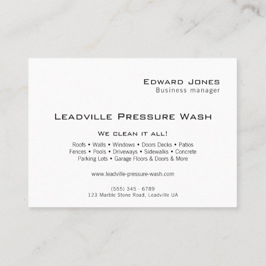 Modern Black Power Pressure Wash  名刺 (裏面)