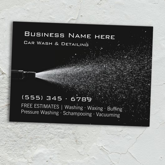 Modern Black Pressure Wash Car Detailing QR 名刺