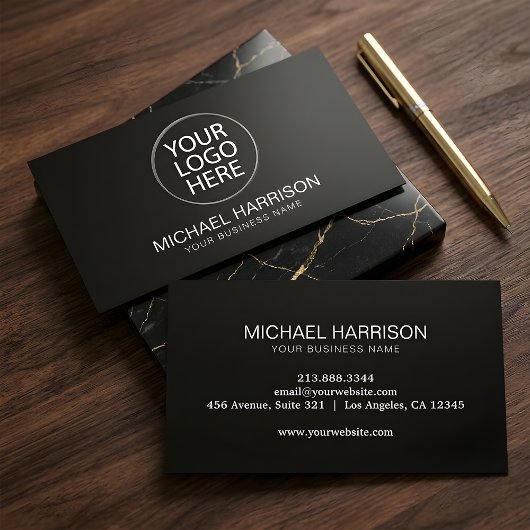 Modern Black Professional Custom Circular Logo     名刺