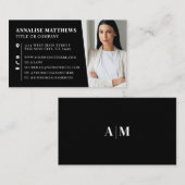 Modern Black Professional Photo 名刺 (正面/裏面)