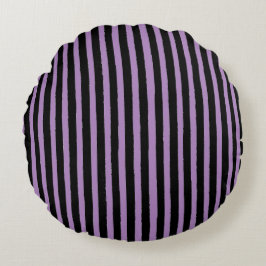 Modern, Black Purple Stripes ラウンドクッション
