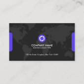 Modern Black & Purple World Map Corporate 名刺 (裏面)
