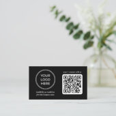 Modern Black QR Code Logo Business Card 名刺 (スタンド正面)