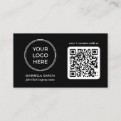 Modern Black QR Code Logo Business Card 名刺 (正面)