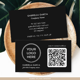 Modern Black QR Code Logo Business Card 名刺