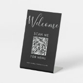 Modern Black QR Code Menu Welcome Scan Me 台座サイン (正面)