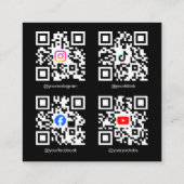 Modern Black QR Code Photo Grid Content Creator スクエア名刺 (裏面)