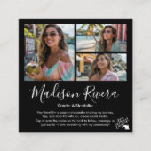 Modern Black QR Code Photo Grid Content Creator スクエア名刺 (正面)