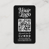 Modern Black QR Code Social Media Icons Logo Photo 名刺 (正面)