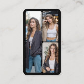 Modern Black QR Code Social Media Icons Logo Photo 名刺 (裏面)