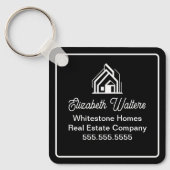 Modern Black Real Estate Company Custom Realtor キーホルダー (正面)