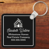 Modern Black Real Estate Company Custom Realtor キーホルダー (裏面)