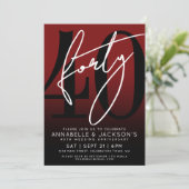 Modern Black Red 40th Anniversary Party 招待状 (スタンド正面)
