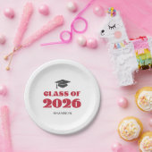 Modern Black Red Class of 2026 Paper Plates ペーパープレート (パーティー)