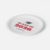 Modern Black Red Class of 2026 Paper Plates ペーパープレート (アングル)