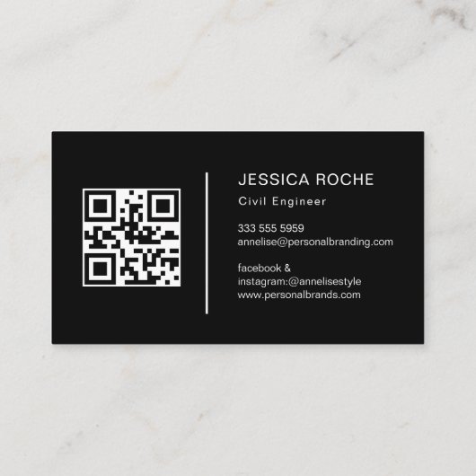 Modern Black & Red Metal Civil Engineer qr code 名刺 (裏面)