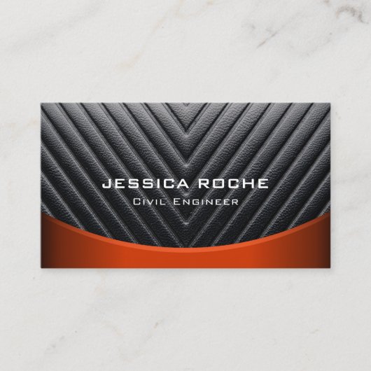 Modern Black & Red Metal Civil Engineer qr code 名刺 (正面)