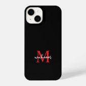 Modern Black Red personaized Monogram Phone Case  iPhoneケース (裏面)