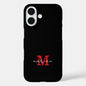 Modern Black Red Personalized Monogram Phone Case Case-Mate iPhoneケース (裏面)