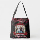 Modern Black Red Roses Family Photo Quote Floral クロスボディバッグ (裏面)