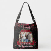 Modern Black Red Roses Family Photo Quote Floral クロスボディバッグ (正面)
