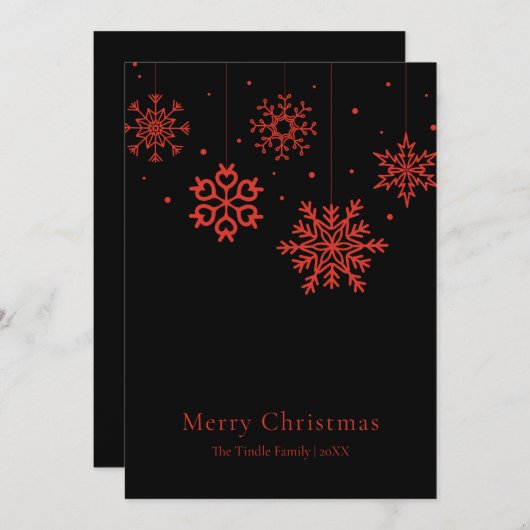 Modern Black Red Script Christmas Tree         シーズンカード (正面/裏面)