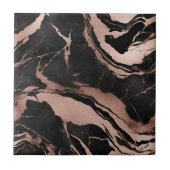 Modern Black Rose Gold Marble Pattern タイル (正面)