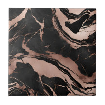Modern Black Rose Gold Marble Pattern