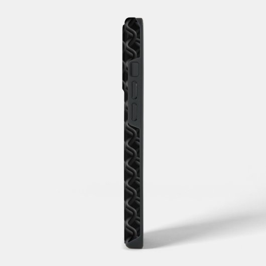 Modern Black Rubber Lattice with Name iPhoneケース (左側面)