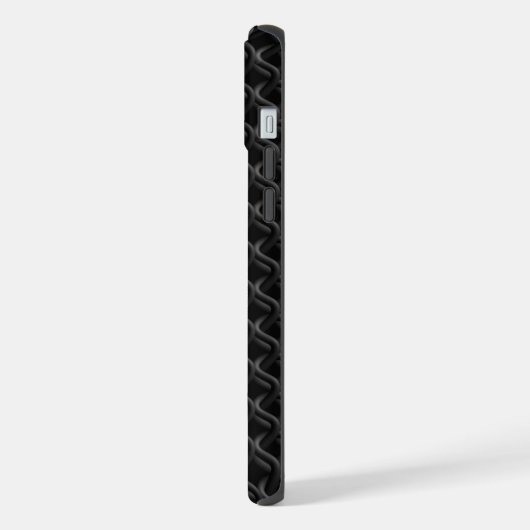 Modern Black Rubber Lattice with Name iPhoneケース (左側面)